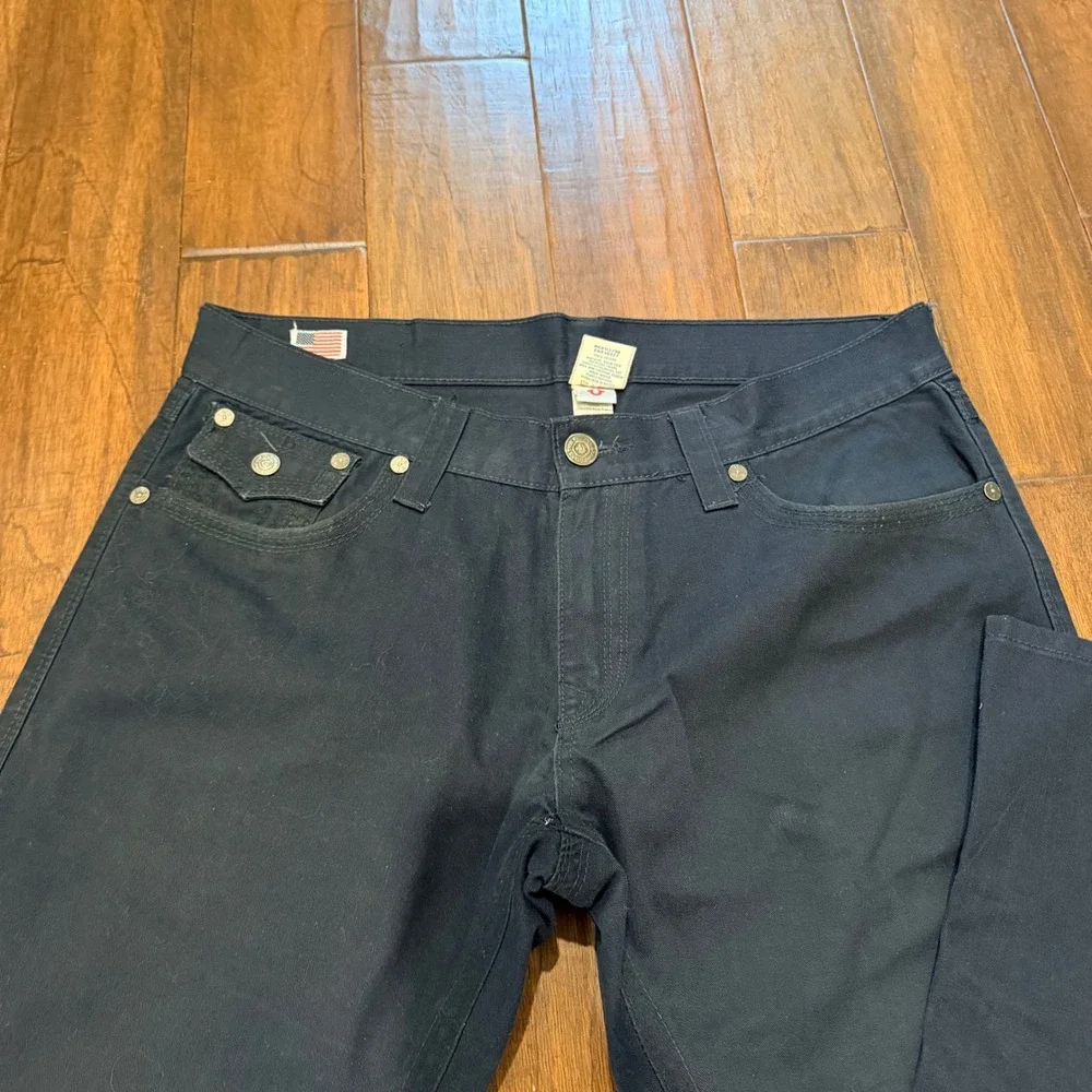 True Religion‎ Ricky Super T 100%Cotton Leg Jeans Y2K Grunge Denim Mens 40 Black